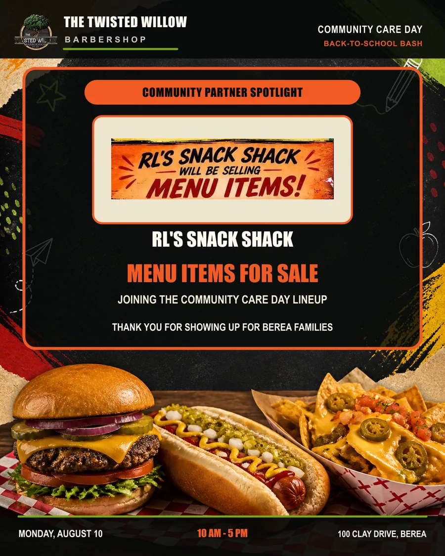 RL's Snack Shack Community Care Day partner spotlight announcing menu items for sale